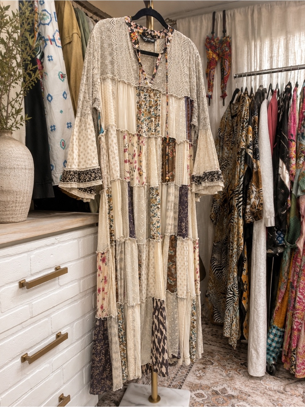 🌿 Stunning Boho Patchwork Maxi Dress 🌿